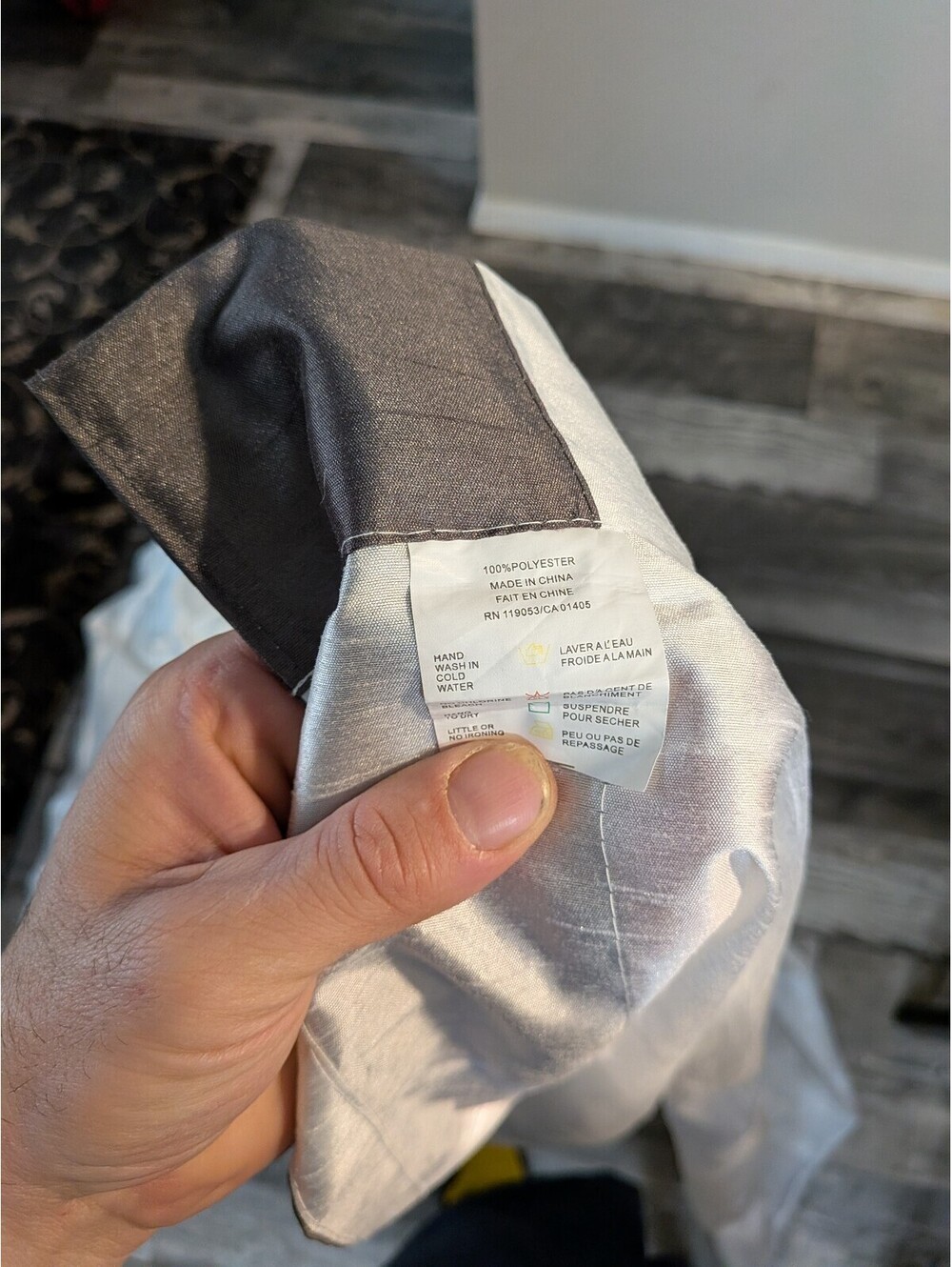 2 Silver and Gray Polyester Curtain Panel with Rod Pocket